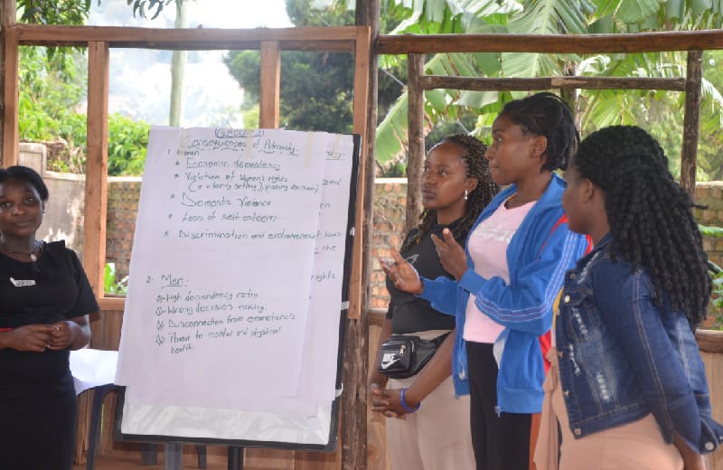 University students MEMPROW Girls during feminist training at MEMPROW office 