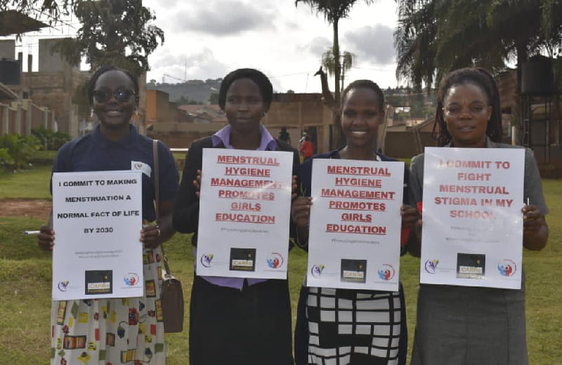 MEMPROW girls during the MEMNSTRUAL Hygiene campaign in Kampala
