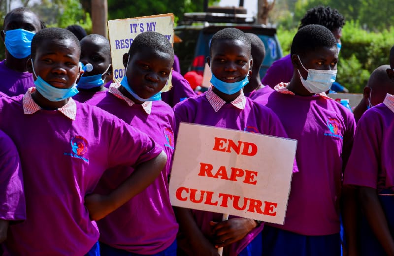 learners carrying an advocacy message on ending violence during the 16days campaign 