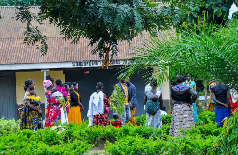 A group of child mothers embracing climate justice through agroecology training 